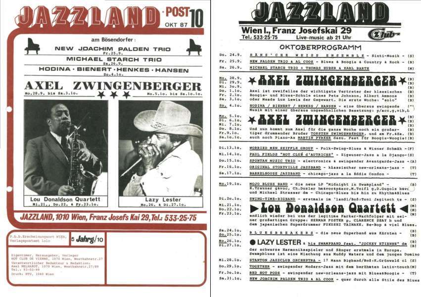 Jazzland Programm-Cover 10/1987