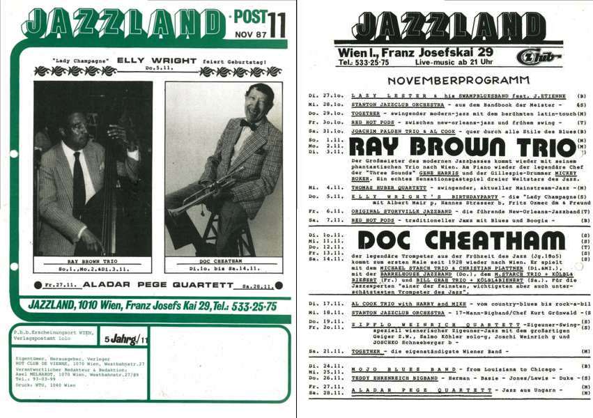 Jazzland Programm-Cover 11/1987