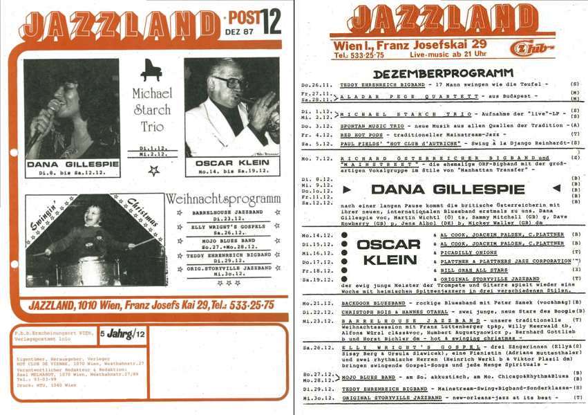 Jazzland Programm-Cover 12/1987