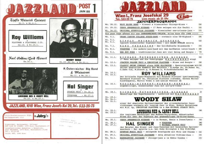 Jazzland Programm-Cover 01/1988