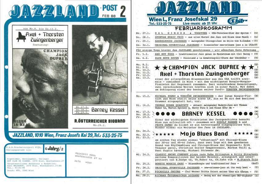 Jazzland Programm-Cover 02/1988