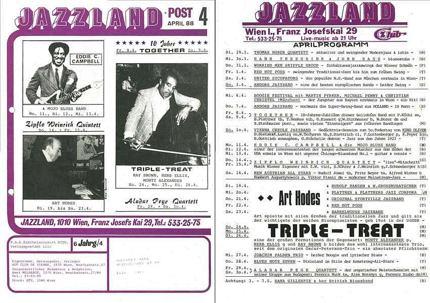 Jazzland Programm-Cover 04/1988