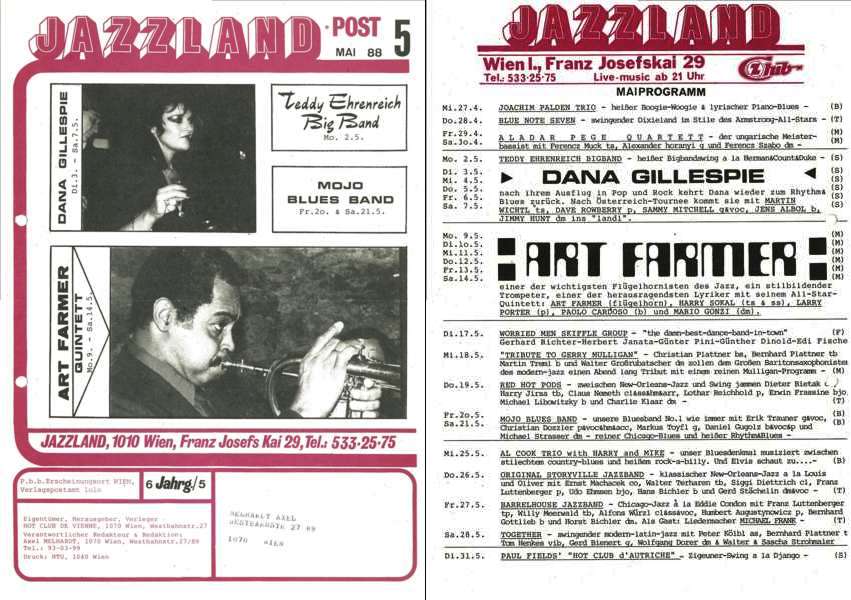 Jazzland Programm-Cover 05/1988