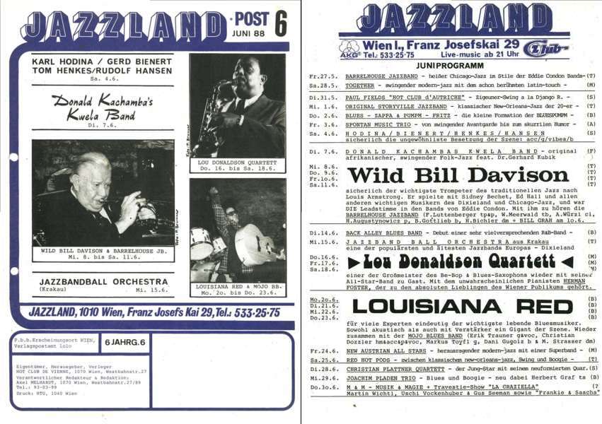 Jazzland Programm-Cover 06/1988