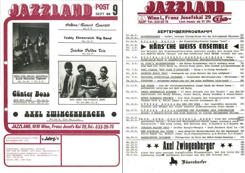 Jazzland Programm-Cover 09/1988