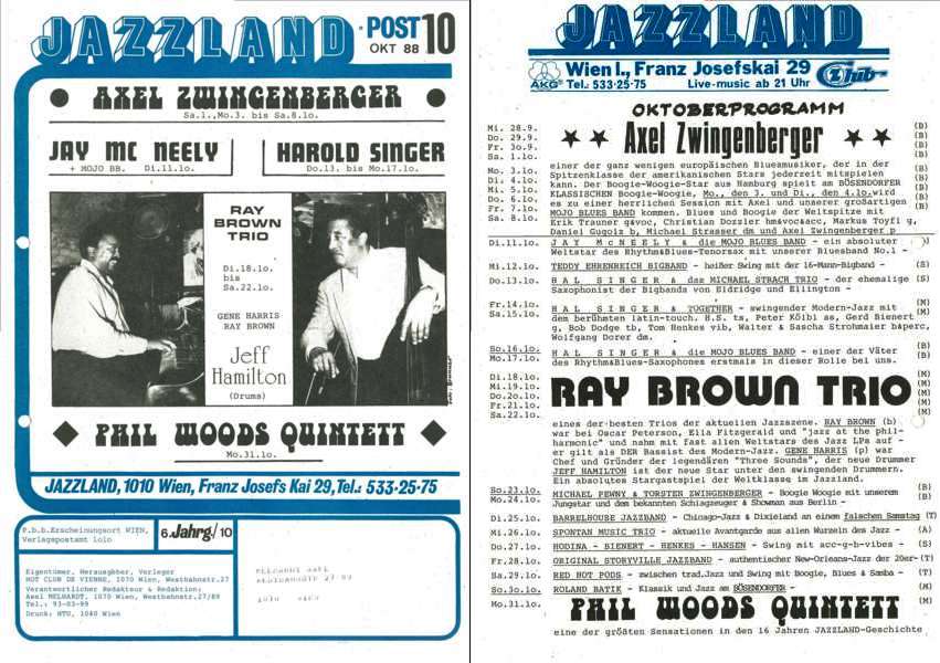 Jazzland Programm-Cover 10/1988