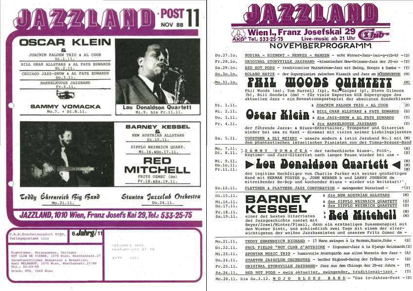 Jazzland Programm-Cover 11/1988