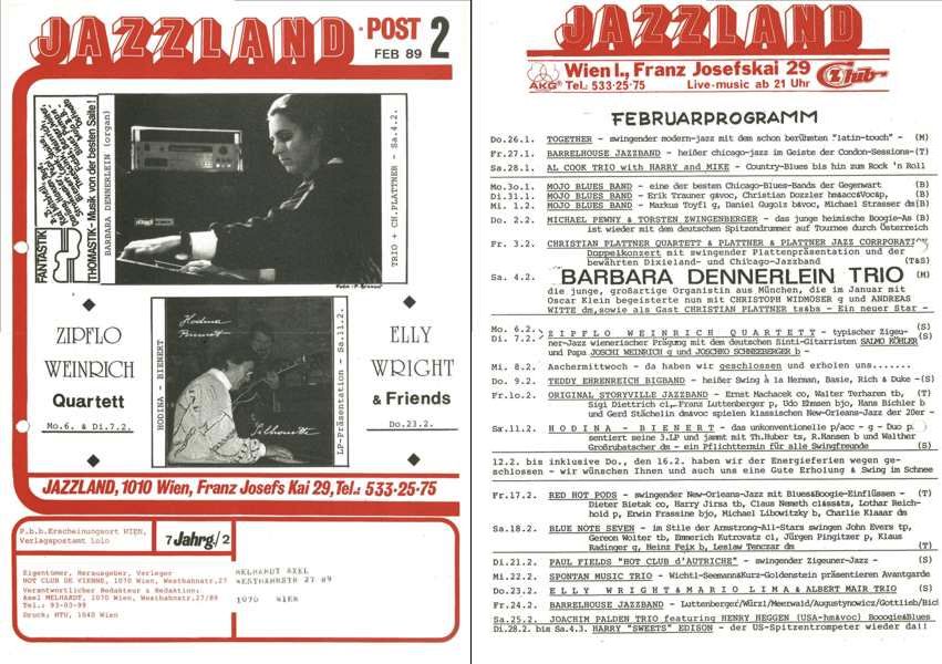 Jazzland Programm-Cover 02/1989