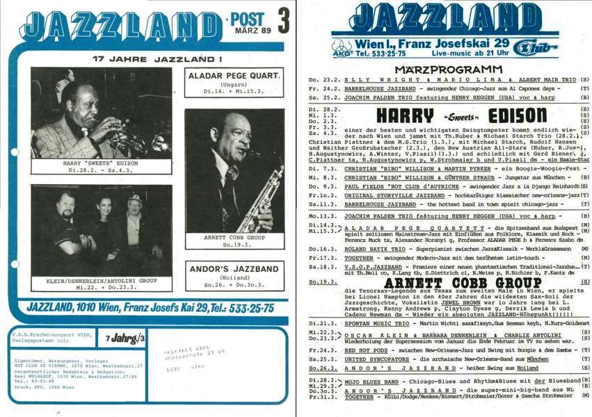 Jazzland Programm-Cover 03/1989