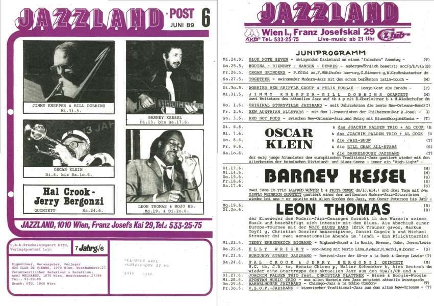 Jazzland Programm-Cover 06/1989