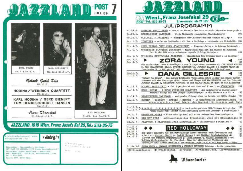 Jazzland Programm-Cover 07/1989