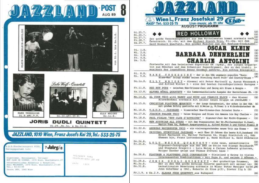 Jazzland Programm-Cover 08/1989