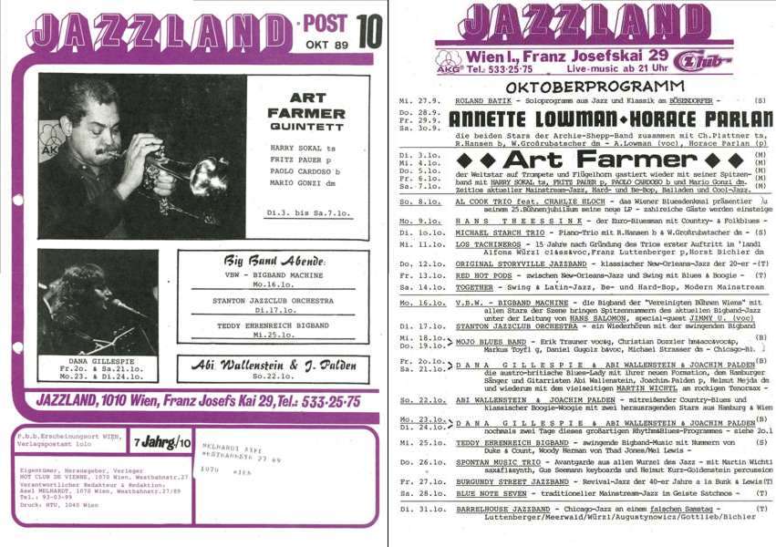 Jazzland Programm-Cover 10/1989