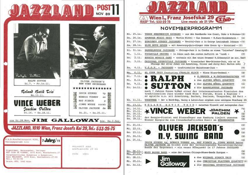 Jazzland Programm-Cover 11/1989