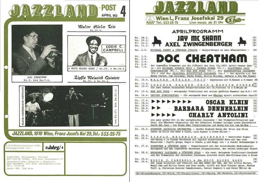 Jazzland Programm-Cover 04/1990