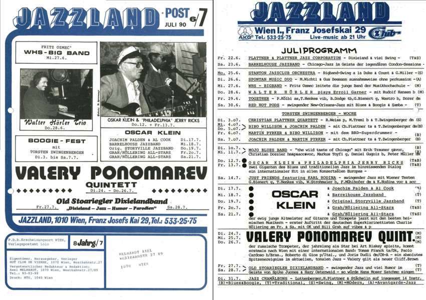 Jazzland Programm-Cover 06-07/1990