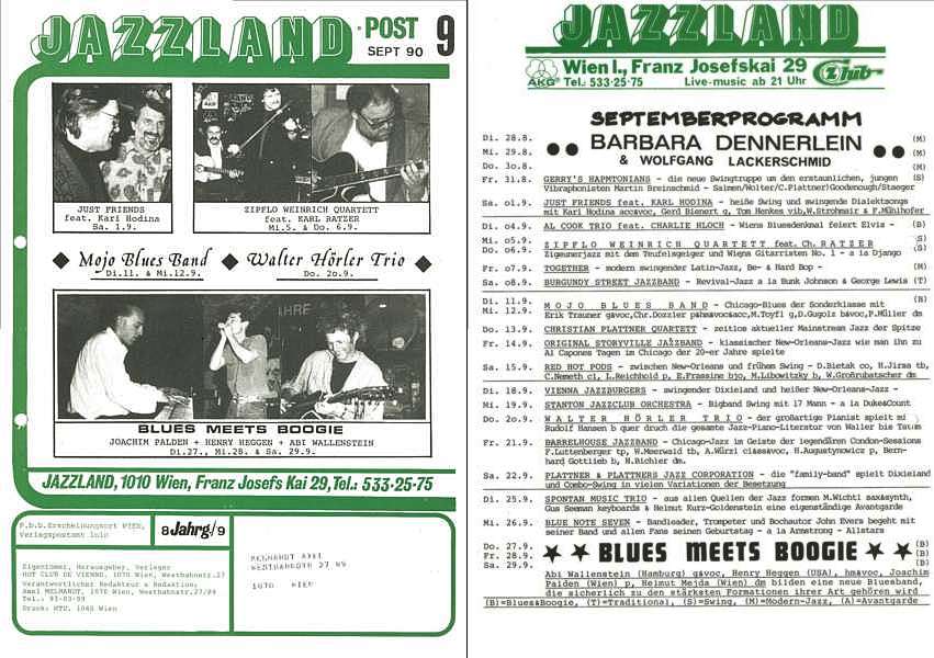 Jazzland Programm-Cover 09/1990