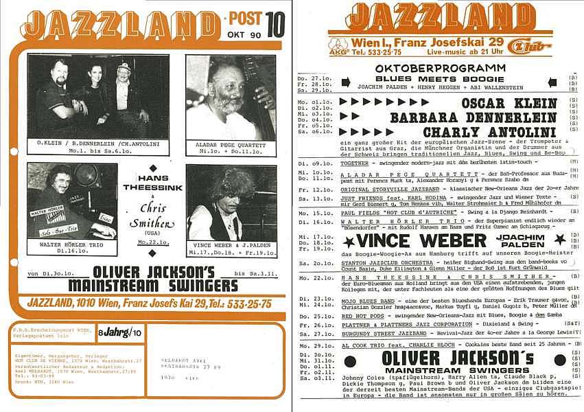 Jazzland Programm-Cover 10/1990