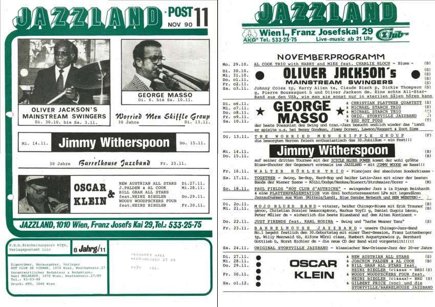 Jazzland Programm-Cover 11/1990