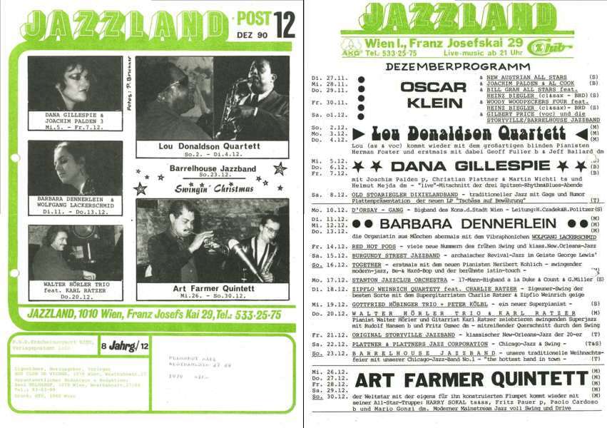 Jazzland Programm-Cover 12/1990