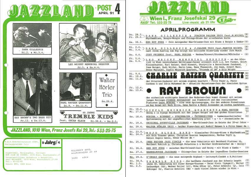 Jazzland Programm-Cover 04/1991