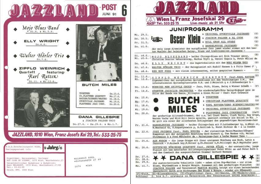 Jazzland Programm-Cover 06/1991