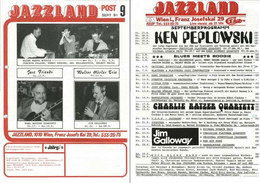 Jazzland Programm-Cover 09/1991