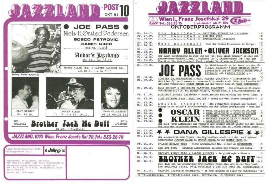 Jazzland Programm-Cover 10/1991