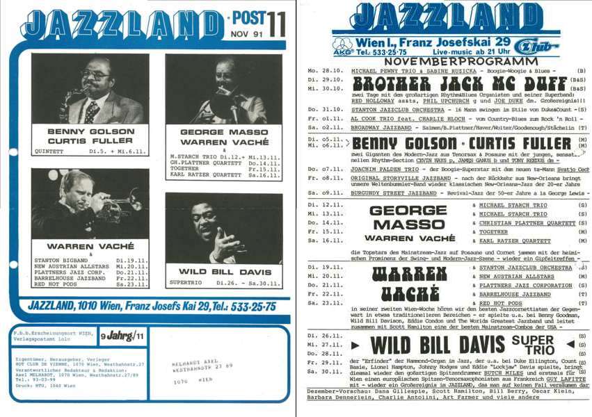 Jazzland Programm-Cover 11/1991