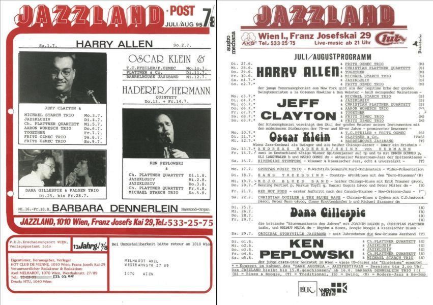 Jazzland Programm-Cover 07-08/1995