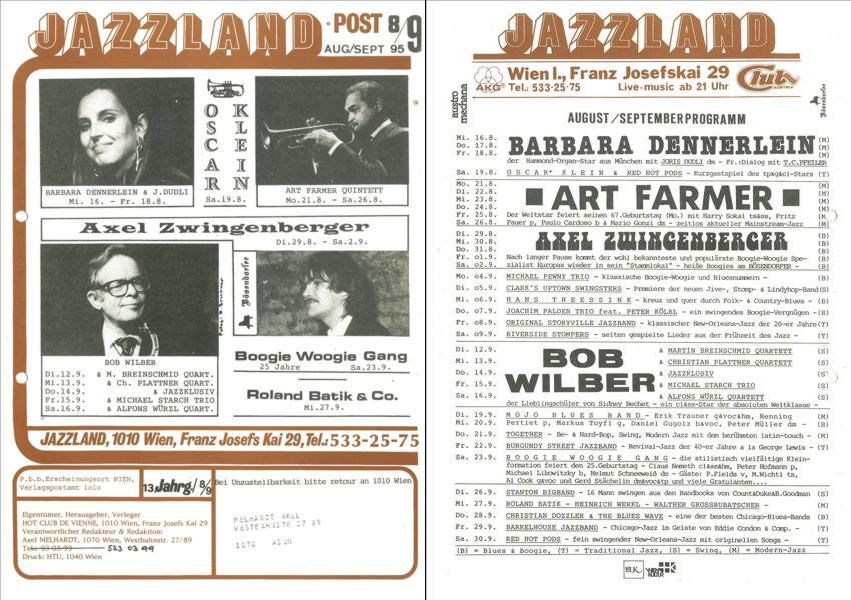 Jazzland Programm-Cover 08-09/1995