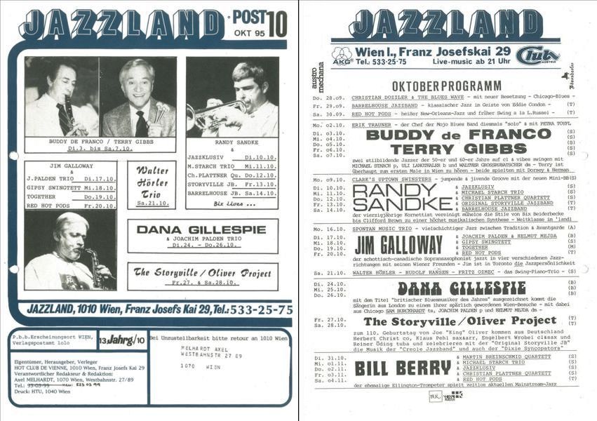 Jazzland Programm-Cover 10/1995