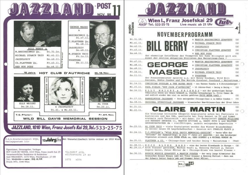 Jazzland Programm-Cover 11/1995