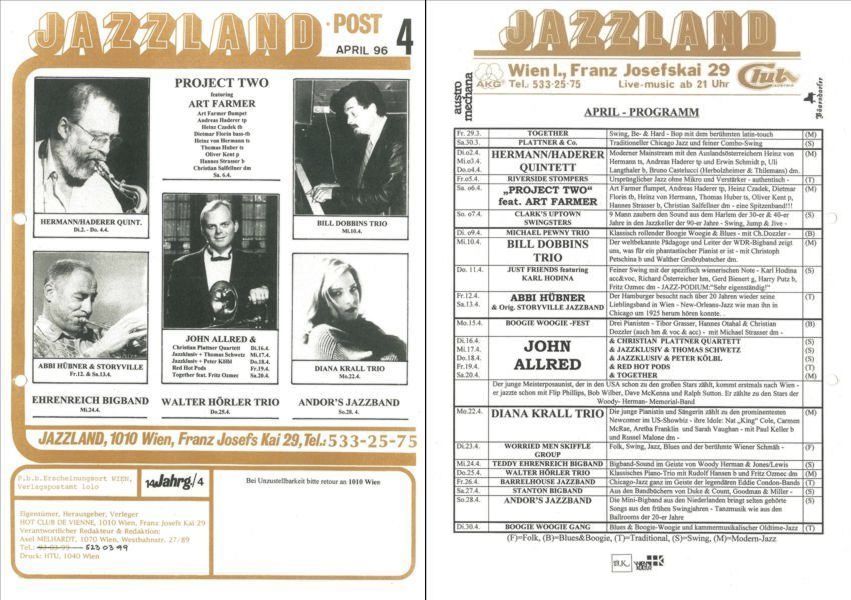 Jazzland Programm-Cover 04/1996