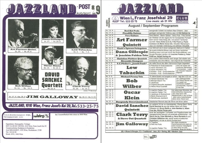 Jazzland Programm-Cover 08-09/1996