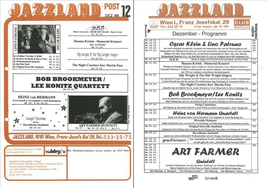 Jazzland Programm-Cover 12/1996