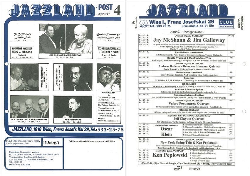 Jazzland Programm-Cover 04/1997