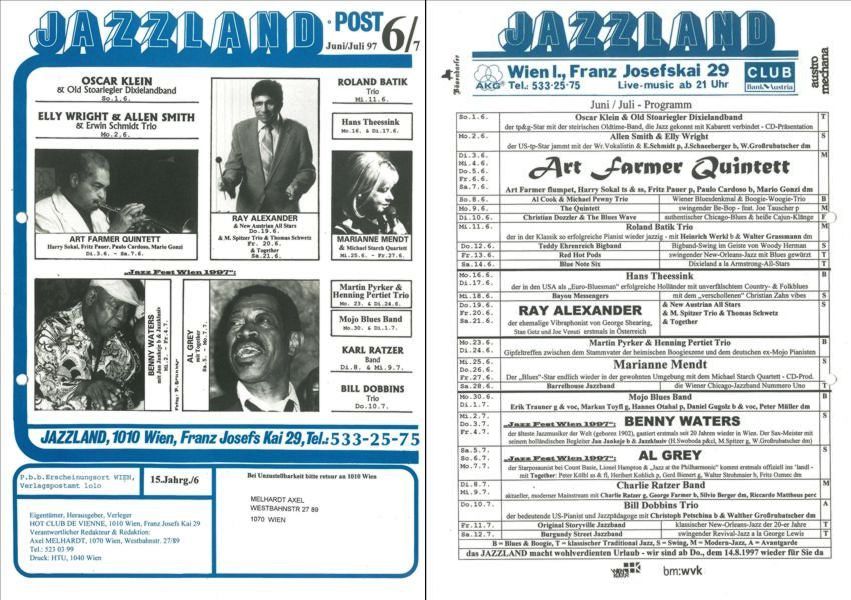 Jazzland Programm-Cover 06/1997