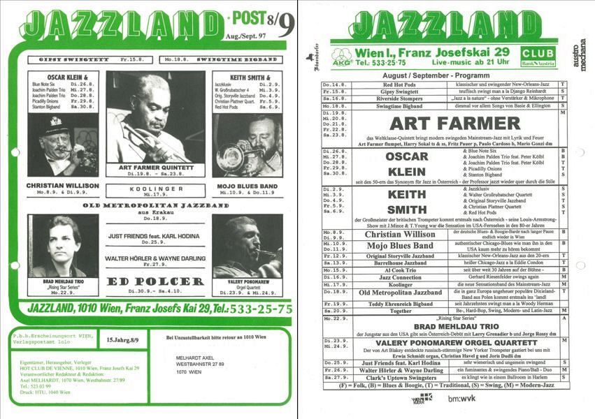 Jazzland Programm-Cover 08-09/1997