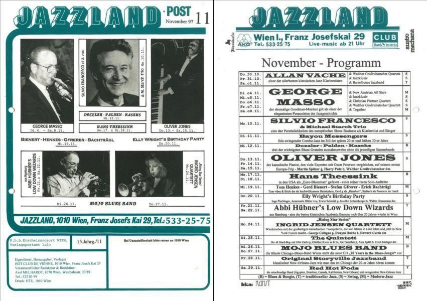 Jazzland Programm-Cover 11/1997