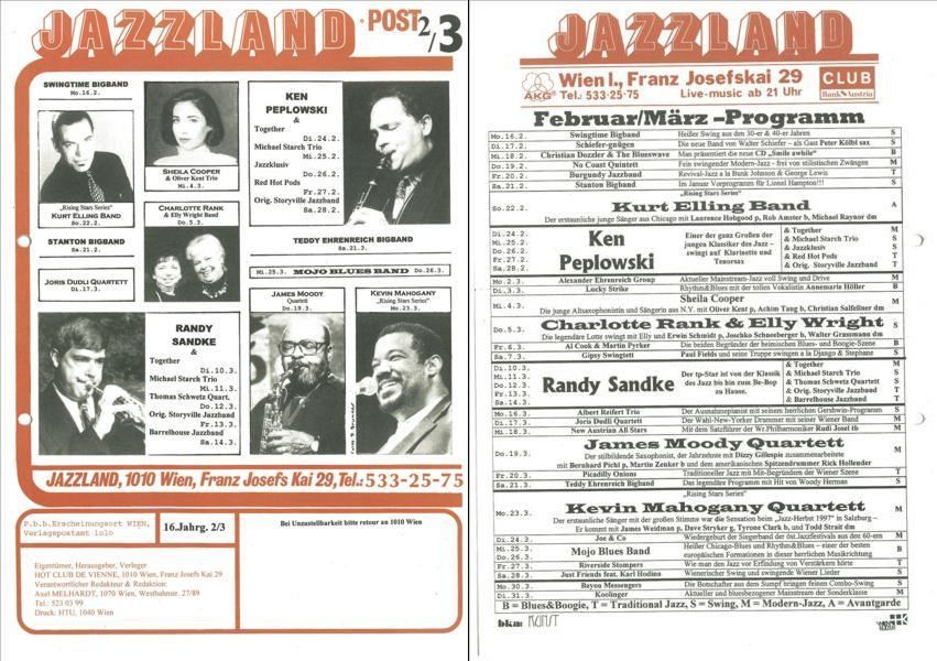 Jazzland Programm-Cover 02-03/1998