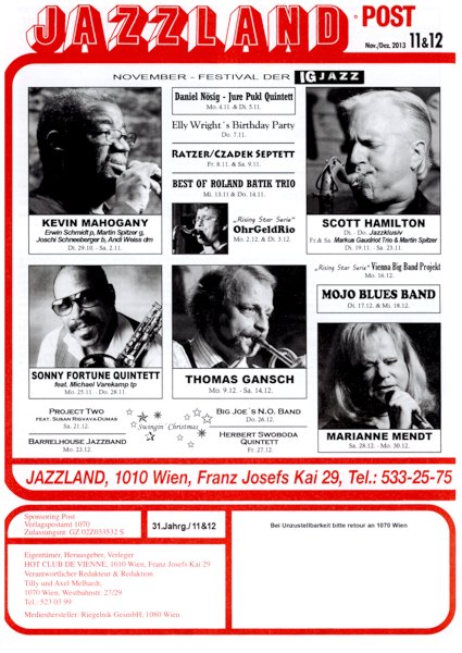 Jazzland Programm-Cover 11-12/2013