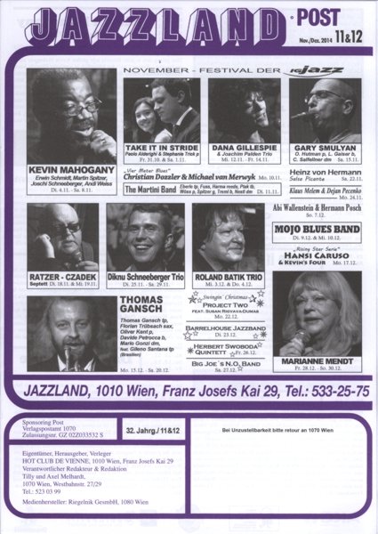 Jazzland Programm-Cover 11-12/2014