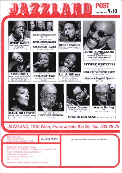 Jazzland Programm-Cover 09-10/2016